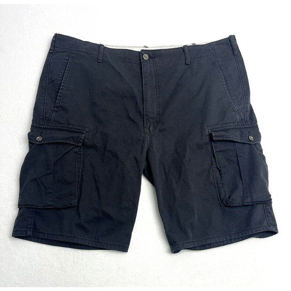 Levis Mens Cargo Shorts Size 40 Black Baggy Skater Y2K Grunge Flap Pockets - Picture 1 of 16